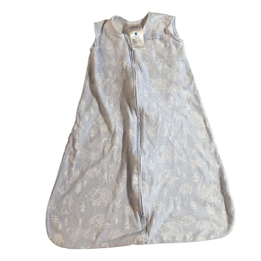 Halo SleepSack Wearable Blanket Small 0-6M‎ Blue Woodland Animal Owl Bear Print